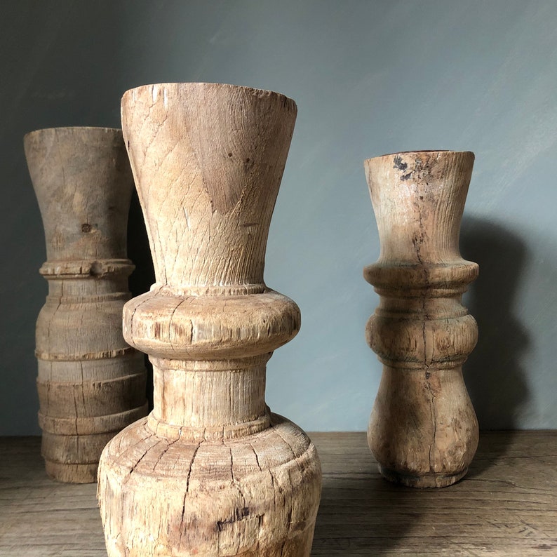 Rustic Antique Wood Candlesticks / Aged Wood Candle Holders / Etsy UK