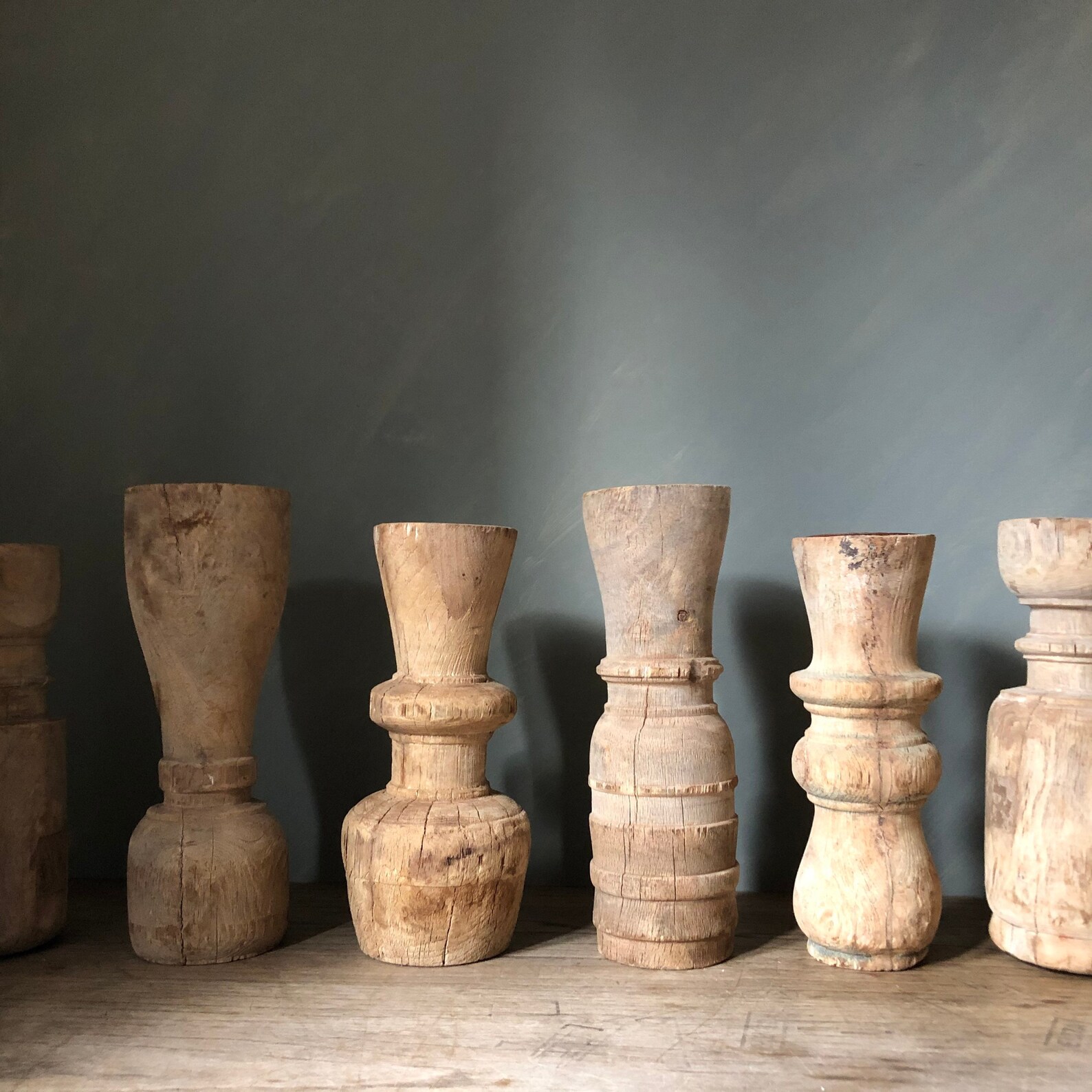 Rustic Antique Wood Candlesticks / Aged Wood Candle Holders / Etsy UK