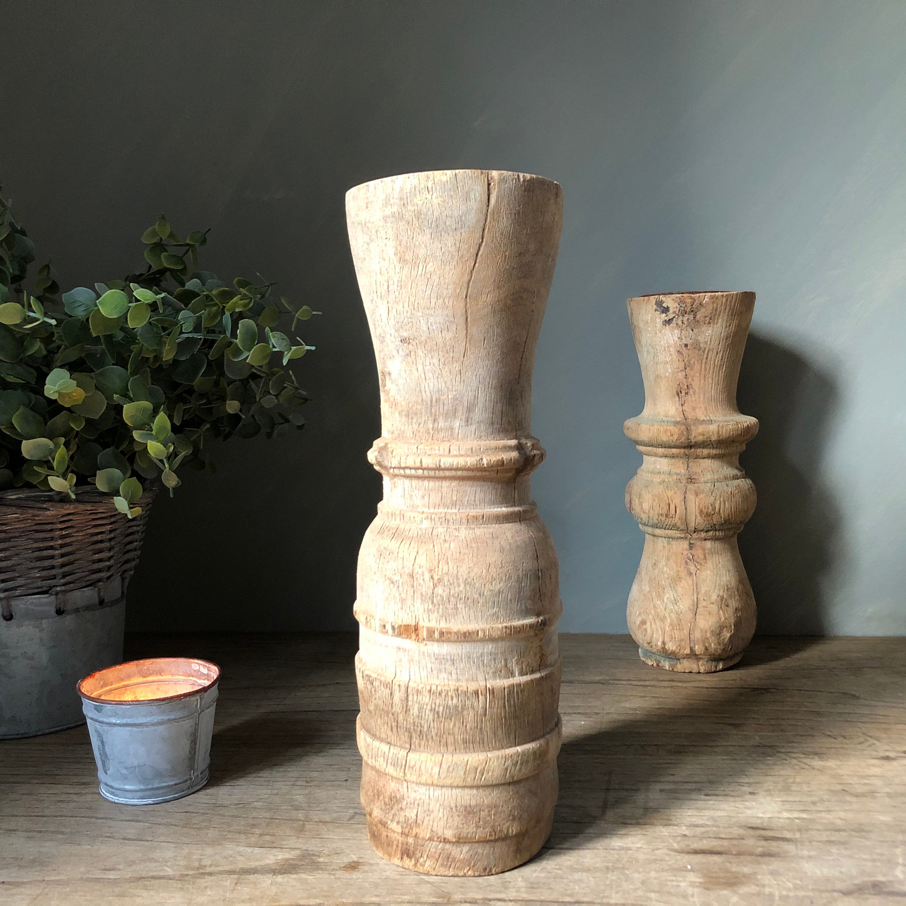 Candelabros de madera antigua rústica / Portavelas de madera | Etsy