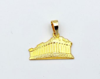 Colgante dorado, dije del Partenón, colgante de la Acrópolis, joyería griega, diosa Atenea