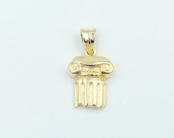 14k massief gouden Ionische zuilhanger, oude Griekse sieraden