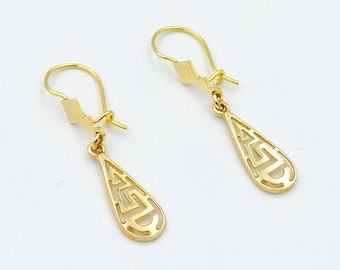 Greek Key Earrings, Gold Earrings, Solid Gold 14k, Greek Jewelry, Eternity Symbol