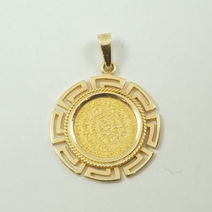 Gold Phaistos Disk Pendant, Greek Key Pendant, Minoan Pendant, Greek Jewellery, Solid Gold 14k