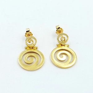Gold Spiral Earrings, Spiral Earrings, Solid Gold 14k, Greek Jewelry, Circle of Life