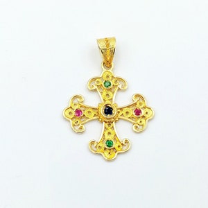 Gold Filigree Cross, Handmade Cross, Byzantine Cross, Gold Pendant, Greek Jewelry, 18k Solid Gold