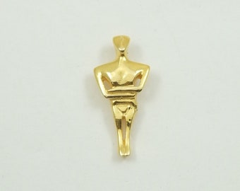 Gouden Cycladische hanger, gouden Cycladische figuur, Griekse sieraden, minimalistische hanger, massief goud 14k