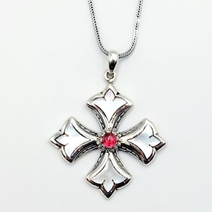Silver Handmade Cross, Mother of Pearl, Greek Jewelry, Silver Cross Necklace