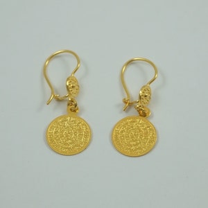 Gold Phaistos Disk Earrings, 14k Gold, Greek Jewelry, Minoan Disk, Museum Replica