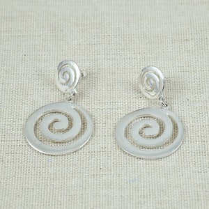 Silver Earrings, Spiral Earrings, Greek Jewellery, Circle of Life