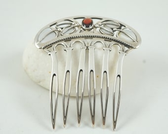 Silver Hair pin, Silver Hair Comb, Handmade Hair pin,  Natural Stones