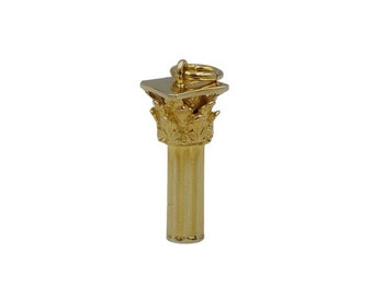 Gold Corinthian Column Pendant, Ancient Greek Column Pendant, Greek Jewelry, Solid Gold 14k