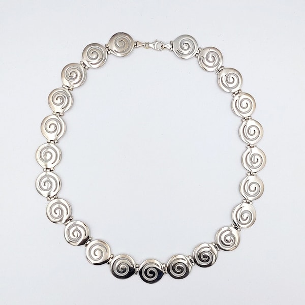 Collana a spirale, collana in argento, gioielli greci, cerchio della vita, design a spirale