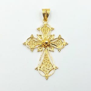Gold Filigree Cross, Handmade Cross, Byzantine Cross, Gold Pendant, Greek Jewelry, 18k Solid Gold