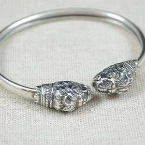 Lion Heads Bracelet, Sterling Silver Lion Bracelet, Cuff Bracelet, Greek Jewellery