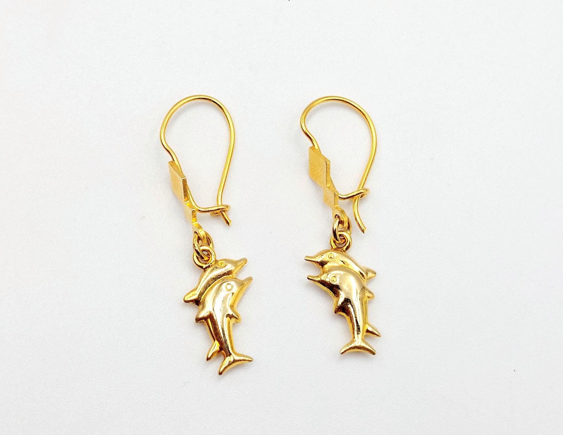 Chandra Jewellers Jewellery Dolphin Design Earrings Gold Dolphin