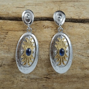 Silver Earrings, Byzantine Earrings, Gold Plated, Greek Jewellery