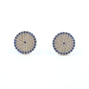 Golden Evil Eye Studs, Evil Eye Earrings, Golden Eye Earrings, 14k Gold, Good Luck Earrings, CZ Earrings