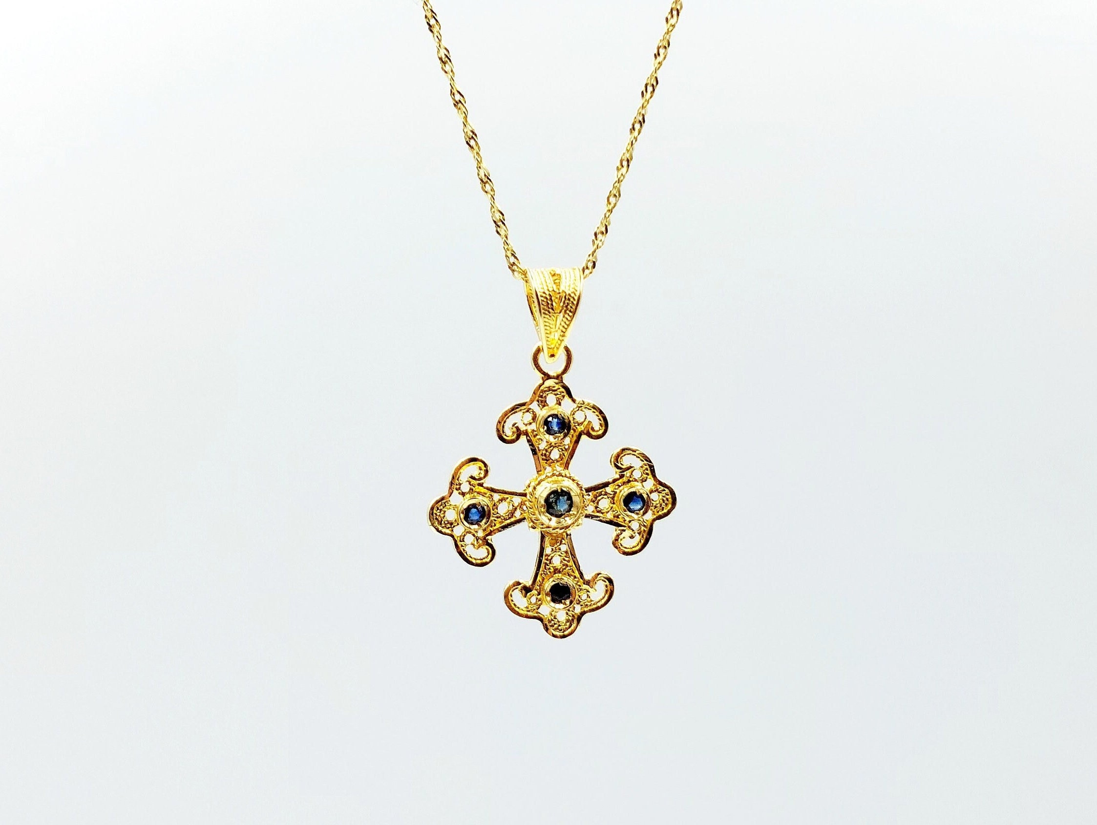 Gold Filigree Cross, Handmade Cross, Byzantine Cross, Gold Pendant, Greek Jewelry, 18k Solid Gold