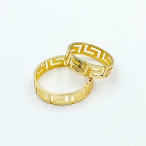 Gold Greek Key Ring, Greek Key Band, Solid Gold 14k, Greek Jewelry