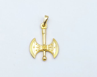 14k Solid Gold minoische Doppelaxt Anhänger, griechischer Schmuck