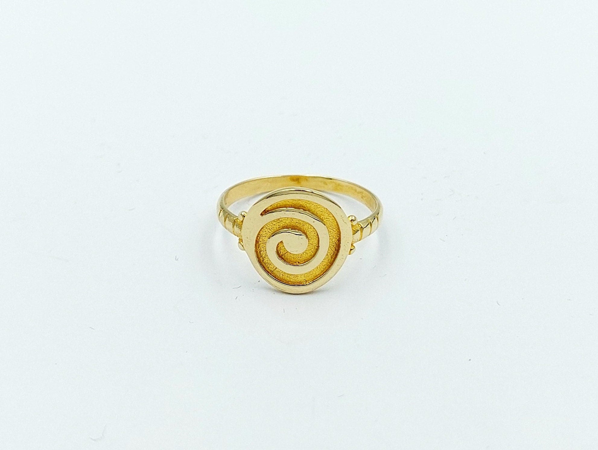 Gold Spiral Ring Solid Gold 14k Greek Jewelry Circle of image