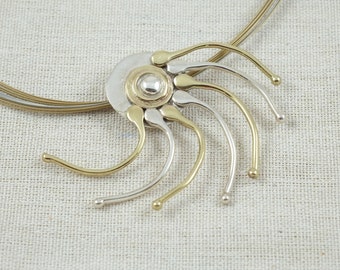 SIlver Bronze Necklace, Conteporary Necklace, Modern Design, Art Jewellery
