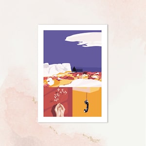 Impression suspendue à gauche - Illustration de carte postale