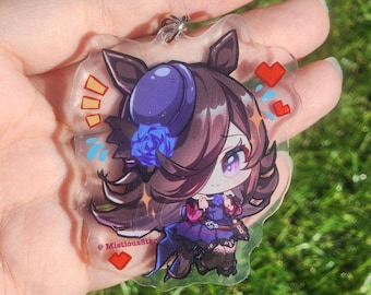 Nuevos llaveros y colgantes acrílicos de Uma Musume Rice Shower.