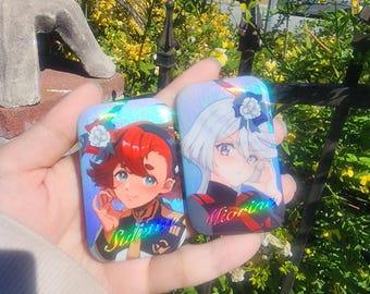 NEW SuleMio Foil Tin Badges Suletta and Miorine
