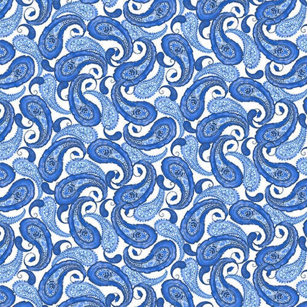 Blue Jubilee 1730-75 medium blue paisley by Jean Plout for Blank