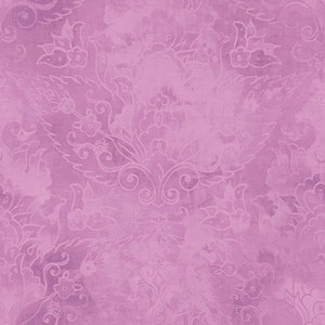 May include: A seamless pattern with a delicate, intricate design in a light purple color. The pattern features a repeating motif of stylized floral elements and swirls.