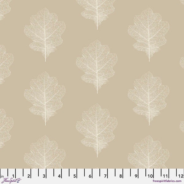 Woodland Blossoms PWSA034.WHEAT oak filigree by Sanderson for Freespirit