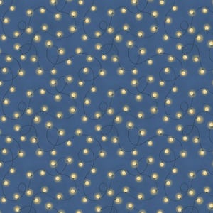 May include: A repeating pattern of glowing yellow string lights on a dark blue background. The lights are round and evenly spaced, connected by thin black wires. The overall design creates a festive and decorative look.
