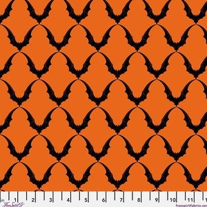 Scaredy Cat PWRH033.ORANGE bat ric rac  by Rachel Hauer for Freespirit