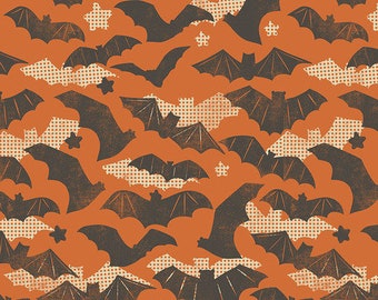 Spooktacular PWMA007.XORANGE Gone Batty - Orange  by Maude Asbury for Free Spirit