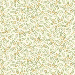 Falling for Gnomes 14239-07 leafy sprigs cream by Andi Metz for Benartex