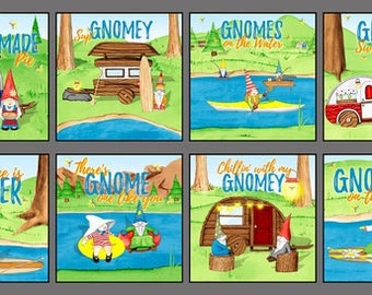 Hangin With My Gnomies 1443-70 light blue gnome blocks by Hugo Edwins for Blank