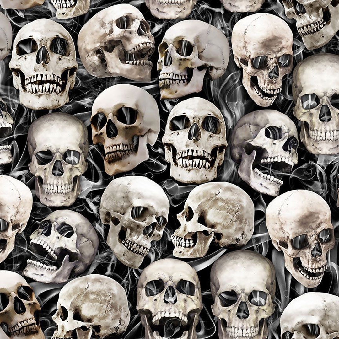 Wicked CD2417 Black Smile Skulls for Timeless Treasures - Etsy