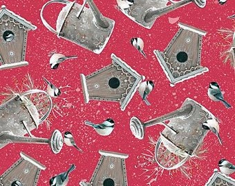Winter Garden Birdhouses-Quilting Treasures-BTY