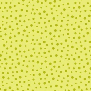May include: A seamless pattern of green circles on a light yellow background. The circles are arranged in a diagonal pattern, creating a subtle optical illusion.