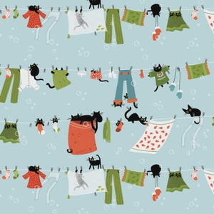 Cats in the Laundry DLW3261 sky hanging out by Leezaworks for Dear Stella