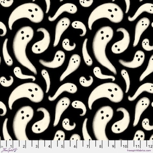 Storybook Halloween PWRH062.BLACK who ghost there black  by Rachel Hauer for Freespirit