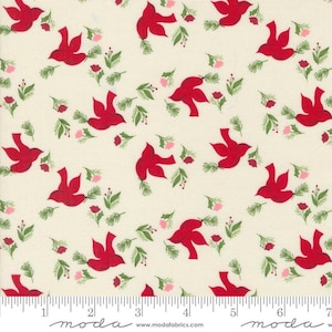 End of bolt fat quarter Once Upon Christmas 43163-11 snow birds by Sweetfire Road for Moda