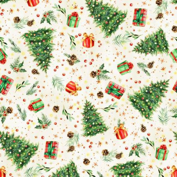 Holiday Sweets U4994H-33G cream/gold metallic  for Hoffman Fabrics