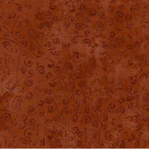 May include: A seamless fabric pattern with a brown background and a repeating pattern of dark brown swirls.