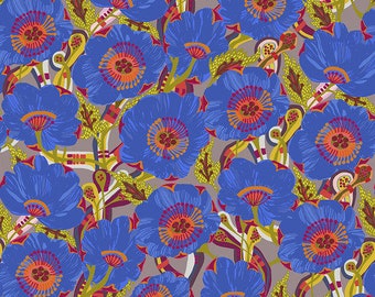 Vibrant Blooms Sunshine Bloom.Blue PWSN031.Blue by Shannon Newlin for Free Spirit