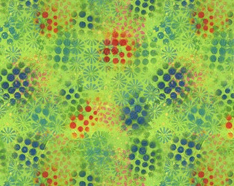 Butterfly Fields PWSP065.LIME spotty lime by Sue Penn for Freespirit