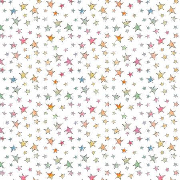 Sweet World 10514-187 white stars allover by Charlotte Grace  for Wilmington Prints