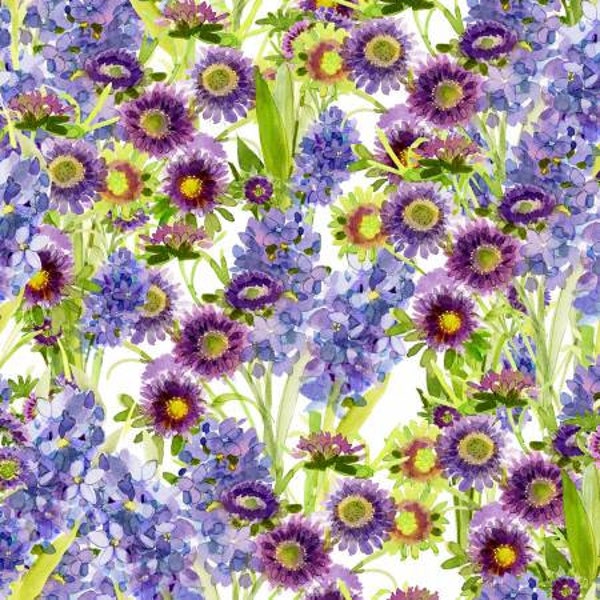My Happy Place Y3626-27 purple digital hyacinths by Sue Zipkin for Clothworks