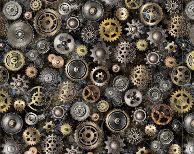 Steampunk Adventures 1649-29565-J Gears by Dan Morris for QT Fabrics - Etsy